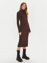 TWINSET Sukienka dzianinowa 242TT3062 Brązowy Slim Fit. Brązowe sukienki damskie Twinset, s, bez wzorów, z dzianiny, bez kołnierzyka, bez ramiączek. Za 559.99 zł.
