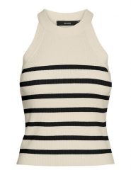 Vero Moda Top dzianinowy w kolorze beżowo-czarnym rozmiar: XL. Brązowe topy damskie Vero Moda, xl, bez wzorów, z dzianiny, bez kołnierzyka. Za 41.69 zł.