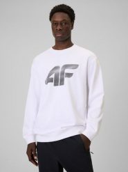 4F Bluza dresowa nierozpinana bez kaptura męska - biała 3XL. Białe bluzy bez kaptura męskie 4f, m, z dresówki. Za 159.99 zł.