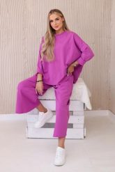 Komplet new punto bluza + spodnie fioletowy. Fioletowe bluzy bez kaptura damskie KESI, l, z bawełny. Za 347.13 zł.