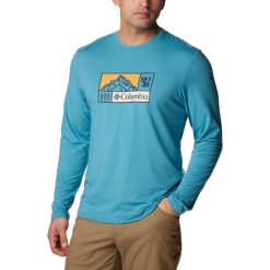 Koszulka sportowa męska Columbia Tech Trail Graphic z długim rękawem. Niebieskie t-shirty sportowe męskie Columbia, m, bez ramiączek. Za 319.00 zł.
