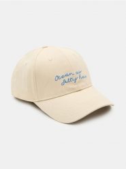 Czapka z daszkiem z haftowanym napisem Ocean Air Salty Hair - szary. Szare czapki z daszkiem damskie Sinsay, bez wzorów. Za 15.99 zł.