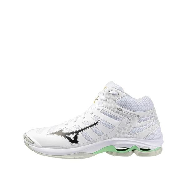 Buty sportowe Mizuno Wave Voltage 2 Mid Biały/Czarny/Zielony żel. Czarne buty sportowe na co dzień męskie Mizuno, z gumy, bez zapięcia, mizuno wave. Za 508.75 zł.