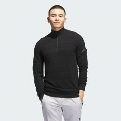 Sweter Ultimate365 Tour Wind Knit Quarter-Zip. Czarne swetry męskie Adidas, m, bez wzorów, bez kołnierzyka. Za 799.00 zł.