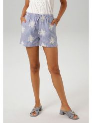 Aniston Szorty w kolorze niebiesko-białym rozmiar: 42. Niebieskie szorty damskie Aniston, bez wzorów, z bawełny, z podwyższonym stanem. Za 70.74 zł.