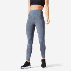 Legginsy fitness damskie Domyos. Szare legginsy damskie DOMYOS, l, bez wzorów, z materiału. Za 39.99 zł.