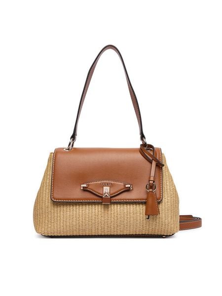 Guess Torebka Maggie Straw HWWG97 53190 Beżowy. Brązowe torebki klasyczne damskie Guess, z aplikacjami, z syntetyku, bez dodatków. Za 584.99 zł.