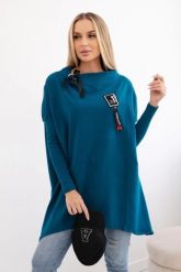 Bluza oversize z asymetrycznymi bokami morski. Zielone bluzy bez kaptura damskie KESI, l, z bawełny. Za 209.11 zł.