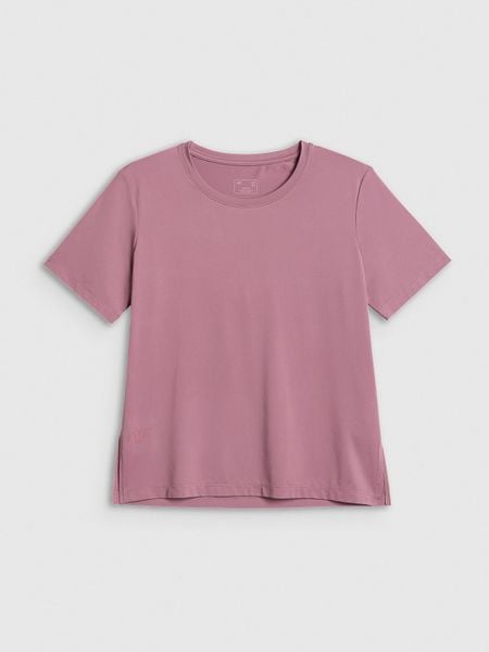 4F Koszulka treningowa loose szybkoschnąca damska - beżowa XXL. Brązowe bluzki damskie 4f, xxl, bez wzorów, bez kołnierzyka, bez ramiączek. Za 79.99 zł.