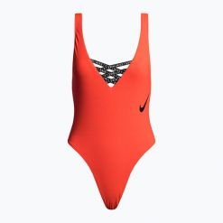 Strój pływacki jednoczęściowy damski Nike Sneakerkini U-Back. Czerwone stroje jednoczęściowe damskie Nike, xs, bez wzorów. Za 149.99 zł.