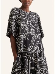 Seidensticker Lniana bluzka w kolorze biało-czarnym rozmiar: 40. Białe bluzki damskie Seidensticker, bez wzorów, ze lnu, bez kołnierzyka, bez ramiączek. Za 225.05 zł.