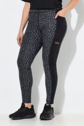 Damskie Legginsy sportowe szybkoschnące kieszenie z recyklingu. Czarne legginsy sportowe damskie Ulla Popken, plus size, bez wzorów, z elastanu, z podwyższonym stanem. Za 239.99 zł.