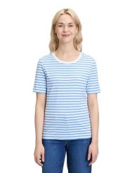 BETTY & CO Koszulka w kolorze błękitno-białym rozmiar: XXL. Niebieskie bluzki damskie Betty & Co., xxl, bez wzorów, bez kołnierzyka, bez ramiączek. Za 59.95 zł.