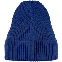 Czapka sportowa Running z odblaskiem z wełny merino active beanie. Niebieskie czapki męskie Buff, bez wzorów, z wełny, sportowe. Za 170.99 zł.