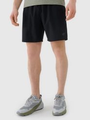 Spodenki treningowe szybkoschnące męskie 4F 4FWSS26TFSHM1278. Czarne szorty sportowe męskie 4f, m, z elastanu, na fitness i siłownię. Za 80.99 zł.
