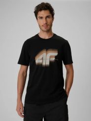 T-shirt regular z nadrukiem męski 4F 4FRSS26TTSHM4228. Czarne t-shirty męskie 4f, m, bez wzorów, z bawełny, bez kołnierzyka. Za 57.99 zł.