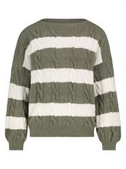 Sublevel Sweter w kolorze oliwkowo-kremowym rozmiar: L/XL. Brązowe swetry klasyczne damskie Sublevel, l, ze splotem, bez kołnierzyka. Za 194.95 zł.