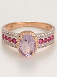 Maison héritage PARIS Złoty pierścionek "Octavie" z kamieniami szlachetnymi rozmiar: 54. Różowe pierścionki damskie maison héritage PARIS, z ametystem, złote. Za 2,392.99 zł.