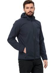 Jack Wolfskin Kurtka softshellowa "Bornberg" w kolorze granatowym rozmiar: XXL. Niebieskie kurtki outdoor męskie Jack Wolfskin, xxl, bez wzorów, bez kaptura. Za 289.88 zł.
