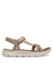 Skechers Sandały GO WALK FLEX SANDAL 141451/TPE Beżowy. Brązowe sandały damskie Skechers, bez wzorów, z materiału, bez obcasa, na płaskiej podeszwie. Za 269.99 zł.