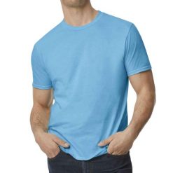 Koszulka Softstyle EZ Unisex Dla Dorosłych. Niebieskie bluzki damskie Gildan, xl, bez wzorów, sportowe, bez kołnierzyka, bez ramiączek. Za 37.99 zł.