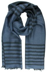 Lekki Szalik Wiosenno-Jesienny - Teer - Niebieski w Pasy. Niebieskie szaliki męskie Teer, na jesień, bez wzorów, z materiału. Za 45.00 zł.