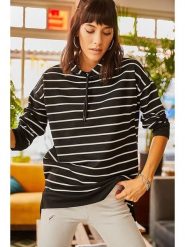 Olalook Bluza w kolorze czarno-kremowym rozmiar: M. Czarne bluzy z kapturem damskie Olalook, m, z bawełny. Za 52.42 zł.