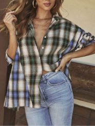 Milan Kiss Bluzka w kolorze zielono-niebiesko-kremowym rozmiar: XL. Niebieskie bluzki damskie Milan Kiss, xl, bez wzorów, z bawełny, bez kołnierzyka, bez ramiączek. Za 152.99 zł.