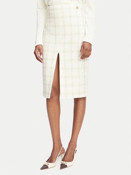 Elisabetta Franchi Spódnica ołówkowa GO-232-67E2-V440 Kremowy Slim Fit. Białe spódniczki damskie Elisabetta Franchi, bez wzorów, z wełny, ołówkowe. Za 1,879.00 zł.