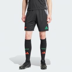 Szorty Arsenal 24/25 Away. Czarne szorty męskie Adidas, z dzianiny, bez kołnierzyka. Za 188.60 zł.