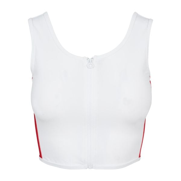 Damski crop top Urban Classic Stripe zip. Białe topy damskie Urban Classics, bez wzorów, bez kołnierzyka. Za 104.00 zł.