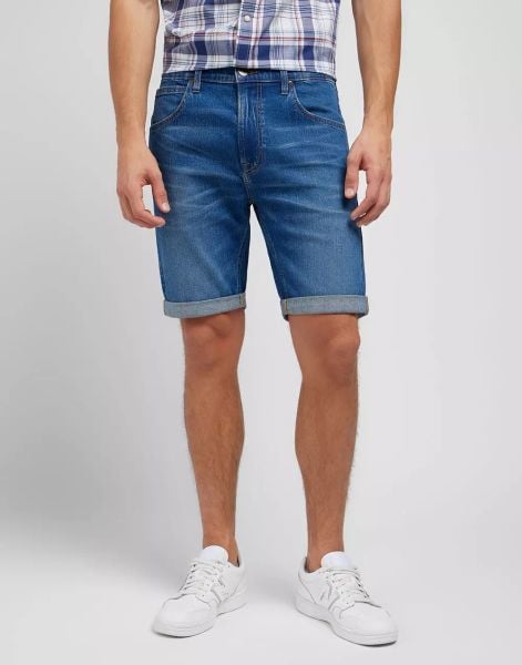 LEE 5 POCKET SHORT MĘSKIE SZORTY KRÓTKIE SPODNIE JEANSOWE WARM 112349234 L73M016079. Niebieskie szorty męskie Lee, na lato, bez wzorów, z bawełny, eleganckie. Za 169.99 zł.