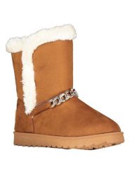 Geographical Norway Botki zimowe "Oseille" w kolorze jasnobrązowym rozmiar: 36. Brązowe botki damskie Geographical Norway, na zimę, z futra, bez obcasa, bez zapięcia. Za 78.99 zł.