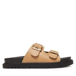 Klapki MEXX. Brązowe klapki damskie Mexx, bez wzorów, bez obcasa. Za 249.99 zł.