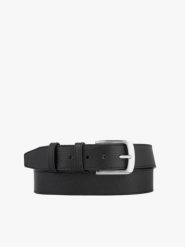 Czarny skórzany pasek. Czarne paski męskie Ryłko, bez wzorów, z jeansu, eleganckie. Za 129.99 zł.