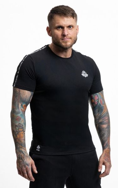 T-Shirt bawełniany Premium z lampasami DBX Bushido. Czarne t-shirty męskie DBX BUSHIDO, l, bez wzorów, z bawełny, bez kołnierzyka. Za 109.99 zł.