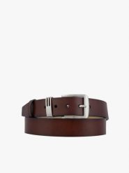 Brązowy pasek ze skóry licowej. Brązowe paski męskie Brawo sp. z o.o., bez wzorów, z denimu, eleganckie. Za 129.99 zł.