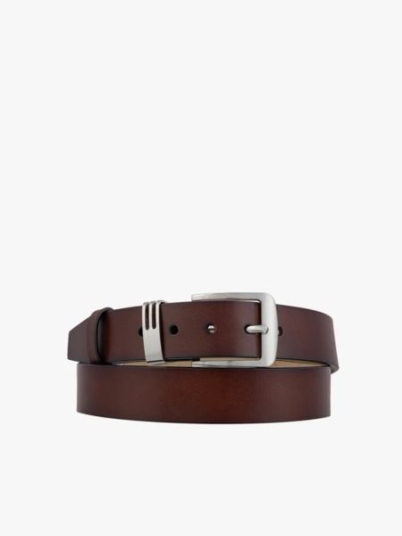 Brązowy pasek ze skóry licowej. Brązowe paski męskie Brawo sp. z o.o., bez wzorów, z denimu, eleganckie. Za 129.99 zł.