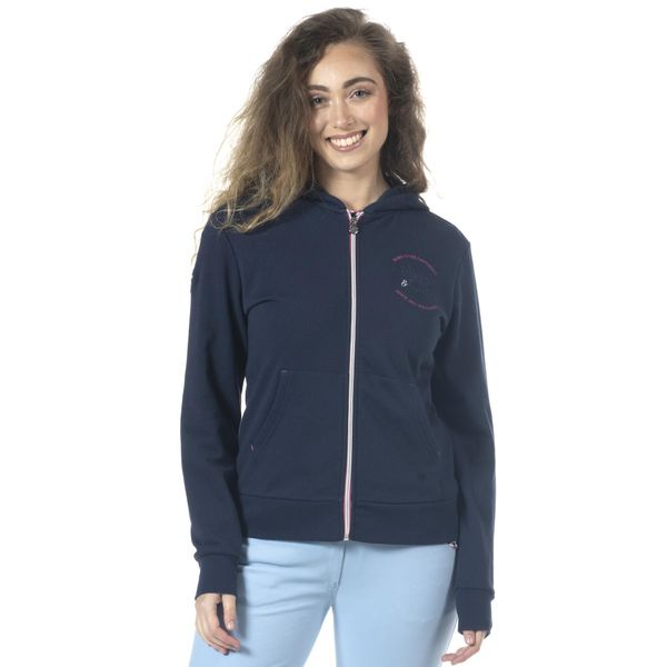 Dziewczęca bluza z kapturem do jazdy konnej Flags&Cup Obera. Niebieskie bluzy z kapturem damskie FLAGS&CUP, z bawełny. Za 302.50 zł.