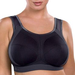 Stanik do biegania extreme control plus z wysoki poziomem podtrzymywania. Niebieskie biustonosze ANITA ACTIVE, bez wzorów, z elastanu. Za 476.00 zł.