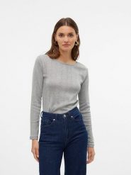 Vero Moda Koszulka w kolorze szarym rozmiar: M. Szare bluzki damskie Vero Moda, m, bez wzorów, z bawełny, bez kołnierzyka, bez ramiączek. Za 61.95 zł.