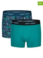 Happy Shorts Bokserki (2 pary) w kolorze granatowo-zielonym rozmiar: L. Niebieskie bokserki męskie Happy Shorts, bez wzorów. Za 33.95 zł.