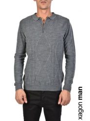 Xagon Man Sweter "Polo" | A1908 1J91269 | Mężczyzna | Szary. Szare swetry męskie Xagon, m, bez wzorów, bez kołnierzyka. W wyprzedaży za 139.00 zł.