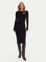 Kontatto Sukienka dzianinowa 3M0829C Czarny Slim Fit. Czarne sukienki damskie Kontatto, m, bez wzorów, z dzianiny, bez kołnierzyka, bez ramiączek. Za 369.99 zł.