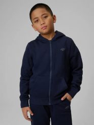 Bluza dresowa regular z kapturem chłopięca 4F. Niebieskie bluzy z kapturem męskie 4f, z bawełny. Za 99.99 zł.