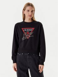 Guess Bluza W5YQ06 KB681 Czarny Regular Fit. Czarne bluzy bez kaptura damskie Guess, xl, z syntetyku. Za 299.99 zł.