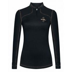 Damska koszulka jeździecka z zamkiem błyskawicznym Fair Play Karolina. Czarne t-shirty damskie FAIRPLAY, bez wzorów, bez kołnierzyka. Za 225.50 zł.