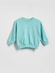Bawełniana bluza oversize - miętowy. Zielone bluzy i bluzki niemowlęce Reserved, bez wzorów, z bawełny, bez ramiączek, bez kaptura. Za 35.99 zł.