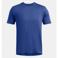 Koszulka fitness męska Under Armour t-shirt sportowy z krótkim rękawem. Niebieskie t-shirty męskie Under Armour, m, bez wzorów, bez kołnierzyka. Za 191.65 zł.