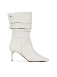 Nine West Botki WFA2786-1 Biały. Białe botki damskie Nine West, ze skóry, bez obcasa, na szpilce, bez zapięcia. Za 299.99 zł.